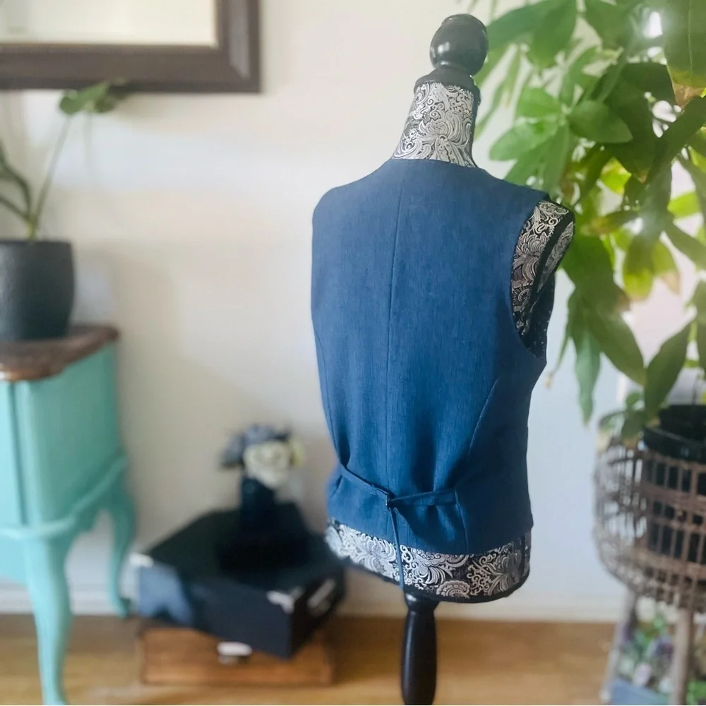 ASOS Suit Jacket & Vest Double Breasted in Blue Melange / Size 36 38 - Picture 8 of 13